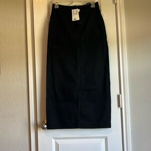 Black denim maxi skirt